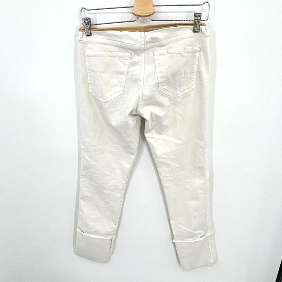 Mother P Collection White Pony Boy Fray Maternity Over the Belly Jeans size 27 - Picture 1 of 12